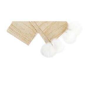 NEW MITCHIE'S MATCHINGS women's ribbed fox pom scarf in gold